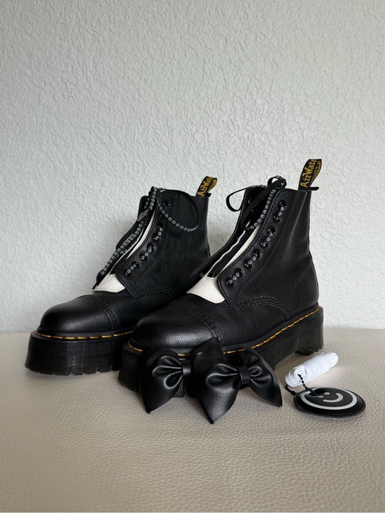 Lazy Oaf Shoes - US Women’s 8 - Dr. Martens x Lazy Oaf Happy Sad Black Leather Platforms